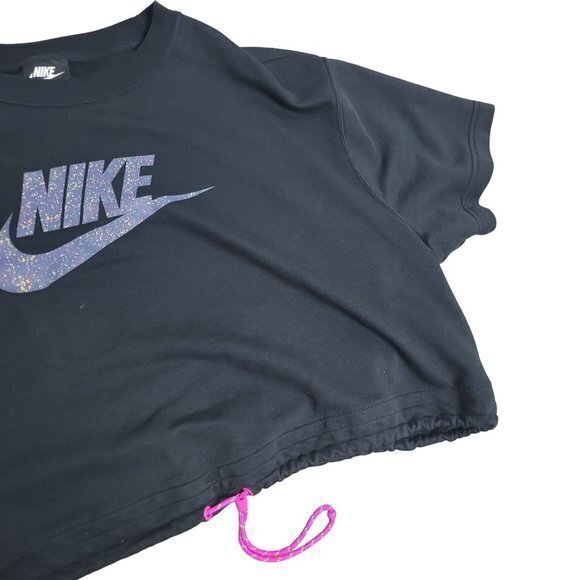 Nike Womwens Plus Size 3x Black Icon Clash Crop Tee - Picture 3 of 9
